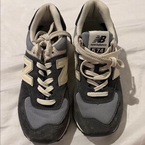 New Balance Gray and Cream 574 Retro Sneakers